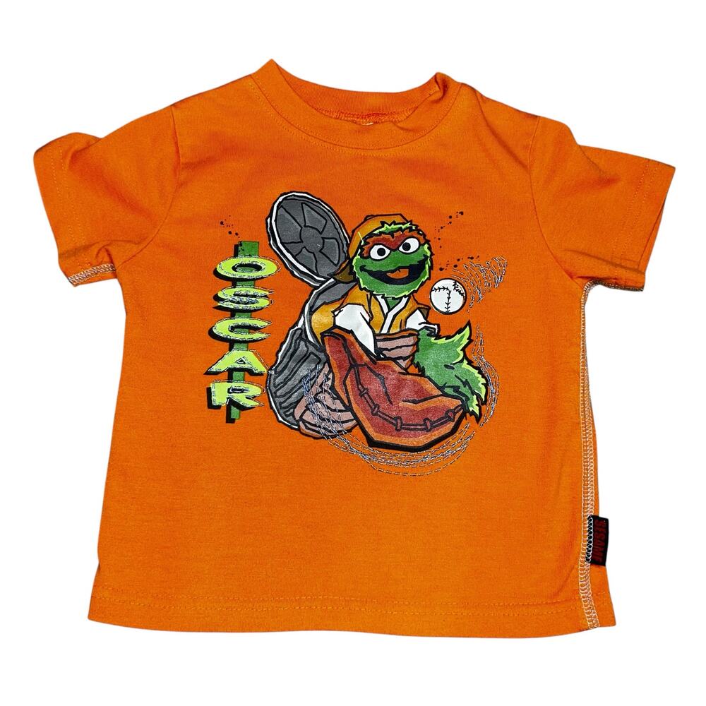 Vintage Y2K Oscar the grouch sesame Street graphic t-shirt baseball youth sz 3T